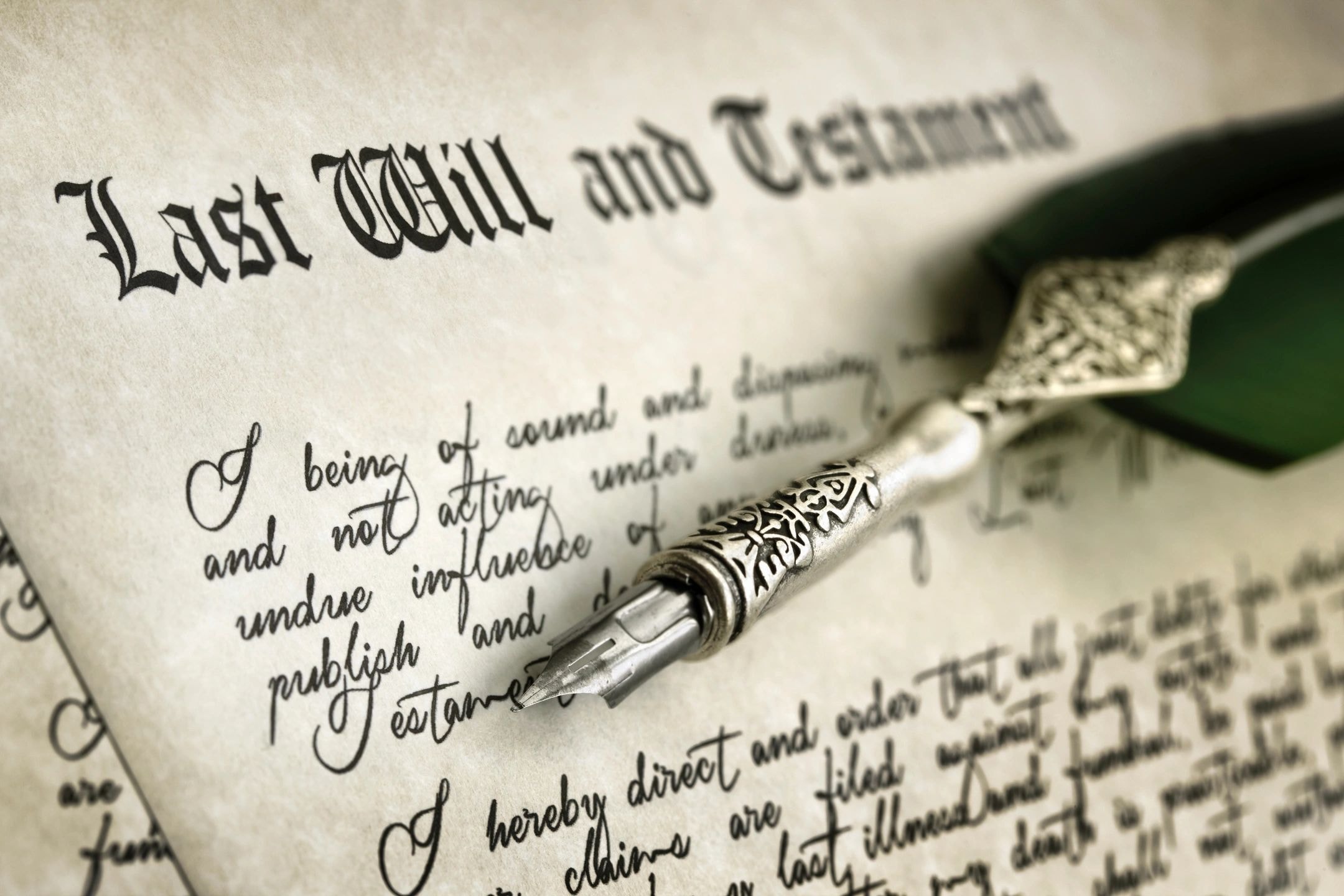 Legal document with fountain pen